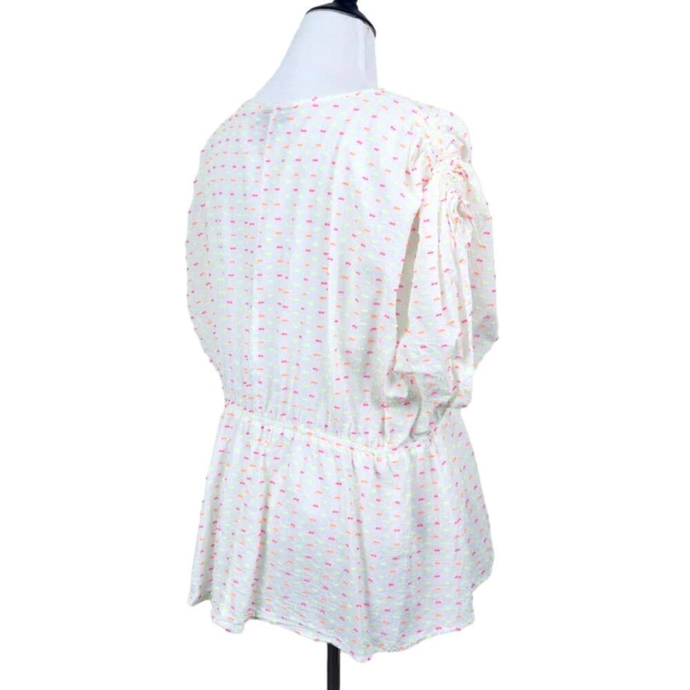 Lane Bryant Size 18/20 Plus Textured Peplum Blouse Dolman Sleeve White - Picture 5 of 11